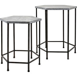 IMAX Set of 2 Kendan Galvanized Accent Tables