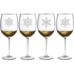 Susquehanna Glass Paper Snowflakes Set of Four 19oz Wine Glasses
