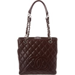 Chanel Burgundy Quilted Caviar Leather Petite Shopping Tote