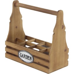 Brown Wood & Iron 8-Bottle Wine Caddy