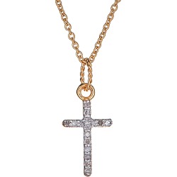 Forever Creations 18K 0.08 ct. tw. Diamond Cross Necklace