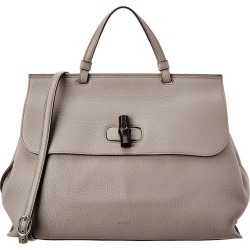 Gucci Grey Leather Bamboo Daily Bag