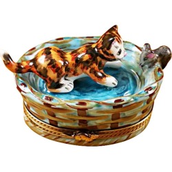 Limoges Imports Cat In Basket
