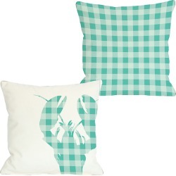 One Bella Casa "Plaid Lobster" Decorative Pillow