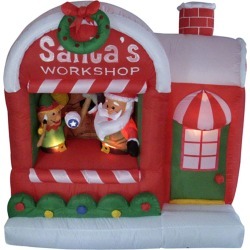Northlight 5' Inflatable Santa's Workshop Lighted Christmas Yard Art Decoration