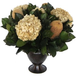 Bougainvillea 15in Celosia, Banksia & Hydrangea in Trophy Vase