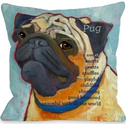 One Bella Casa Pug Decorative Pillow
