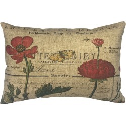 French Flowers Linen Pillow