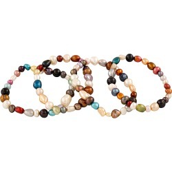 Splendid Pearls Set of 4 5-8mm Freshwater Pearl Stretch Bracelets