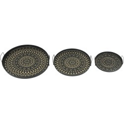 Sagebrook Home Set of 3 Round Metal Mandala Trays