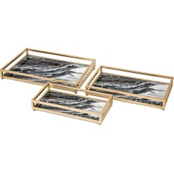 IMAX Set of 3 Contrast Faux Marble Decorative Trays