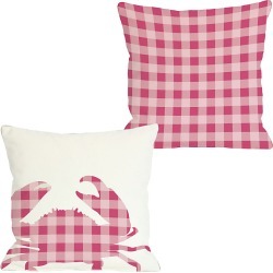 One Bella Casa "Plaid Crab" Decorative Pillow