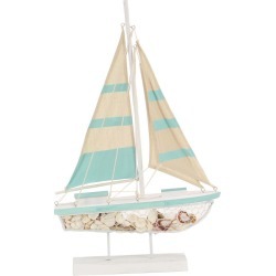 Nautical Wood Metal Sailing Boat Home Decor