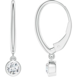 Classic Bezel-Set Round Diamond Leverback Drop Earrings found on Bargain Bro from Angara Jewelry for USD $1,101.24