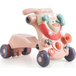 2-in-1 Baby Walker with Activity Center-Pink