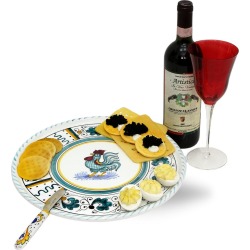 Orvieto Green Rooster: Deruta Pizza Plate - Cake Or Cheese Platter. found on Bargain Bro from Verishop Inc for USD $66.88