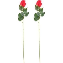 Home Party Plastic Rose Shaped Table Desk DIY Decor Artificial Flower Red 2 Pcs