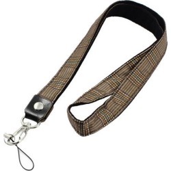 Unique Bargains Phone Metal Lobster Clasp Grid Pattern Neck Strap Lanyard Khaki