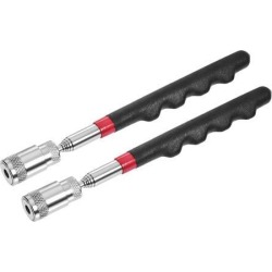 Magnetic Grabber Pickup Tool Telescoping Stick with LED Light Retriever Wand 800mm Length Black 2Pcs