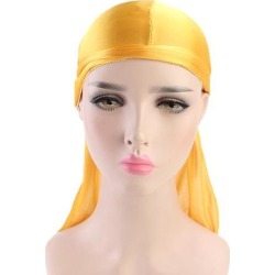 Bright Soft Silky Chemo Scarf Cap Muslim Turban Hat Durag Headwrap Yellow