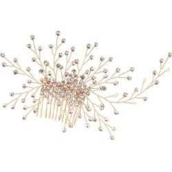 Chic Crystal Pearls Hair Comb Bride Hair Pins Wedding Hair Accessory Gold