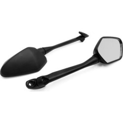 Pair Black Metal Handle Pentagon Shaped Universal Motorcycle Rear View Mirror