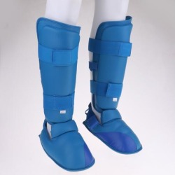 Taekwondo Karate MMA Shin Instep Guard Leg Foot Protector Pad S Blue