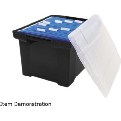 Storex 61528U01C Plastic File Tote Storage Box, Letter/Legal, Snap-On Lid, Black