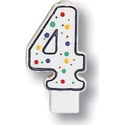 Polka Dot Numeral Candle #4