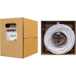 Offex Bulk Cat5e White Ethernet Cable, Solid, UTP (Unshielded Twisted Pair), Pullbox, 500 foot