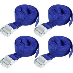 2M x 25mm Lashing Strap Cargo Tie Down Straps w Cam Lock Buckle 250Kg Work Load, Blue, 4Pcs