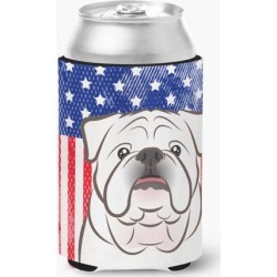 American Flag and White English Bulldog Can or Bottle Hugger BB2150CC