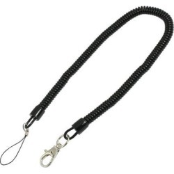 Unique Bargains Black Plastic Coil Cord Key Chain Rope Strap w Lobster Clip