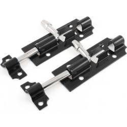 Unique Bargains 3.8' Long Black Metal Home Door Window Barrel Bolt Repair Parts 2 Pcs