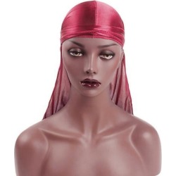 Bright Soft Silky Chemo Scarf Cap Muslim Turban Hat Durag Headwrap Wine red