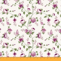 Soimoi Floral Printed 60 GSM Dressmaking 58 Inches Wide Cotton Fabric For Sewing By The Meter - Plum