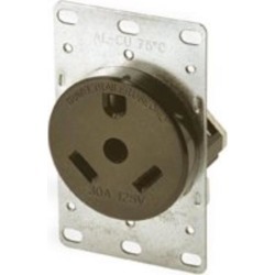 Receptacle Pwr 125V 30A Flsh COOPER WIRING Receptacle Combos 1263-BOX Black