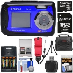 Polaroid iE090 Dual Screen Shock & Waterproof Digital Camera Kit Blue