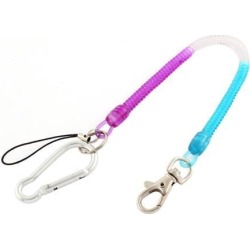 Carabiner Hook Spring Coil Lanyard Key Chain Cord w Lobster Buckle