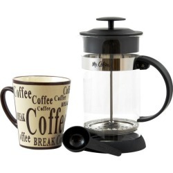 MR. COFFEE 108163.02 Cafe Oasis 2 Piece Glass Coffee Press & Mug Gift Set