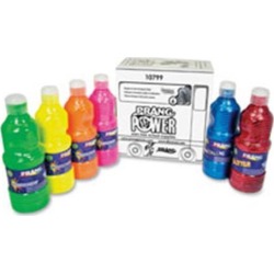 Prang Power Fluorescent Paint Set - 16 fl oz - 6 / Set - Neon Green, Neon Yellow, Neon Orange, Neon Pink, Neon Red, Neon