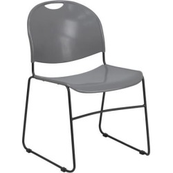 HERCULES Series 880 lb. Capacity Gray Ultra-Compact Stack Chair with Black Frame