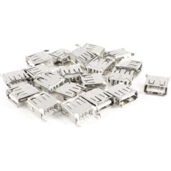 Unique Bargains 20pcs 180 Degree 4-Pin DIP Through Point USB A Female Jack Connector 13.7mm