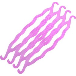 Unique Bargains Unique Bargains 4 x Flexible Hair Twist Wand Styling Ponytail Bun Holders Clear Fuchsia