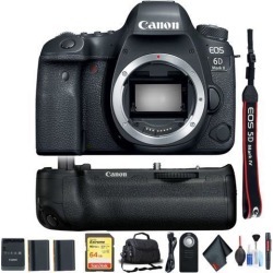 Canon EOS 6D Mark II DSLR Camera (Body Only) w/ Sandisk Memory Card, Carrying Case, Extra Battery Combo International Model