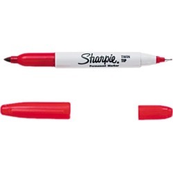 Sharpie 32002 Twin-Tip Permanent Marker, Fine/Ultra Fine Point, Red