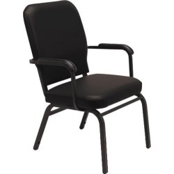 Alera HTB1041SB-3906 Oversize Stack Chair With Arms, Black Anitmicrobial Vinyl Upholstery