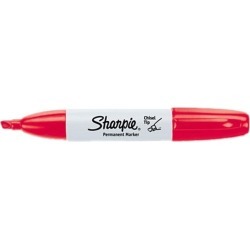 Sharpie 38202 Permanent Marker, 5.3mm Chisel Tip, Red, Dozen