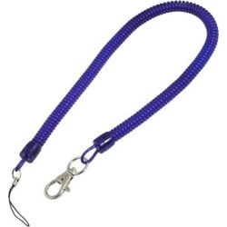 Blue Coiled Cable Design Plastic Stretchy Key Chain Strap w Lobster Clip