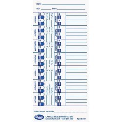 Lathem Time E100 Universal Time Card, White, 100/Pack